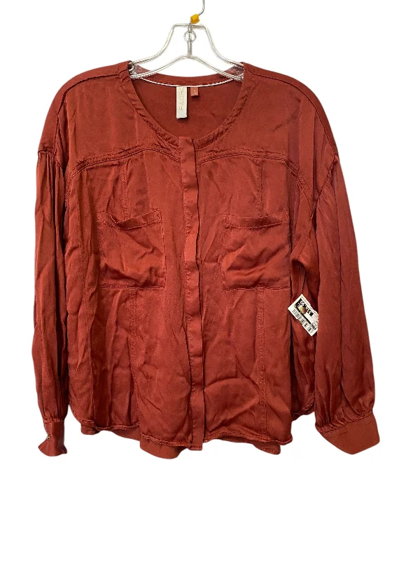 Cozy Apparel Top Long Sleeve By Pilcro In Orange, Size: M