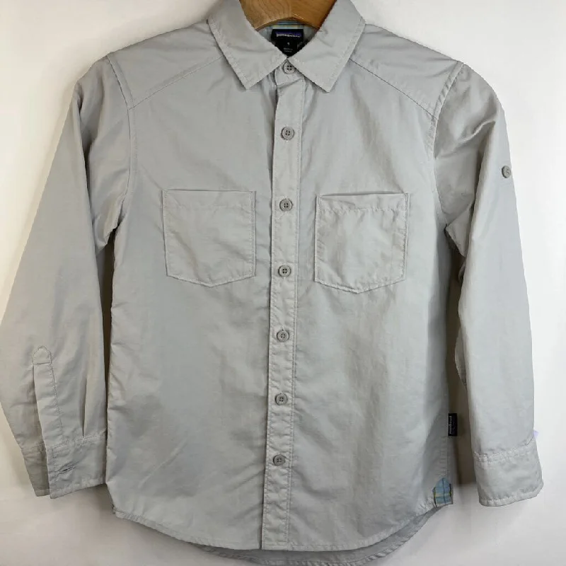 Playful Style Size 7-8: Patagonia Light Grey Collard Button-up Long Sleeve Shirt