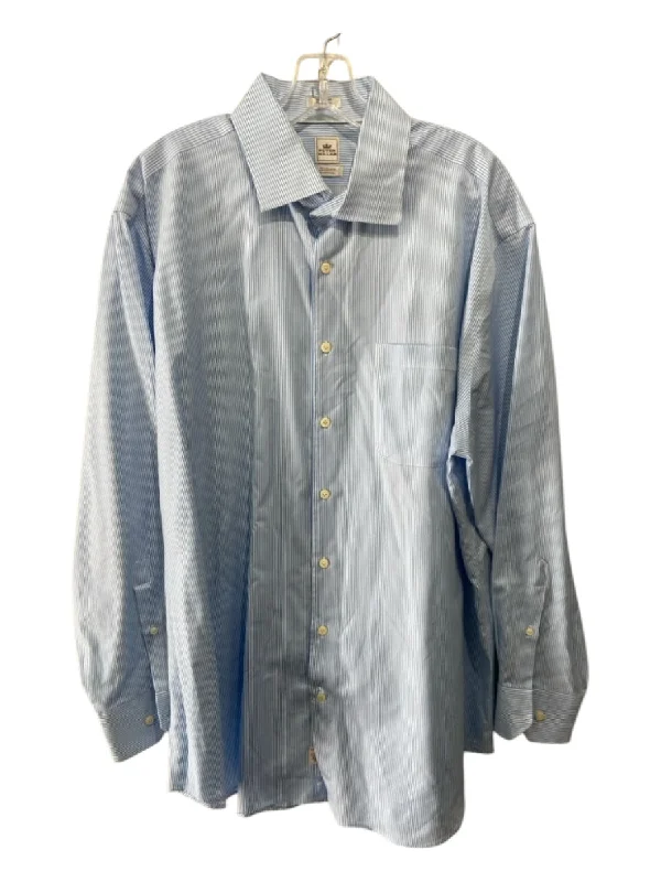 Trendy And Casual Peter Millar Size 17.5 Light Blue & White Cotton Striped Men's Long Sleeve Shirt Trendy And Casual Peter Millar Size 17.5 Light Blue & White Cotton Striped Men's Long Sleeve Shirt