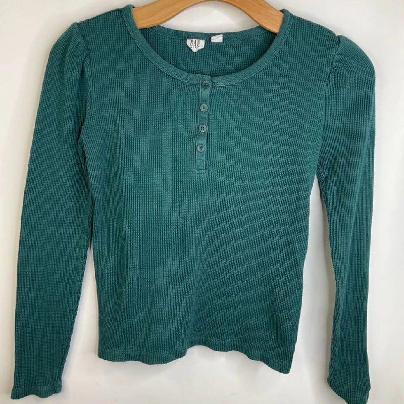 Soft And Comfortable Size 12: Gap Green Waffle Textured Long Sleeve Shirt