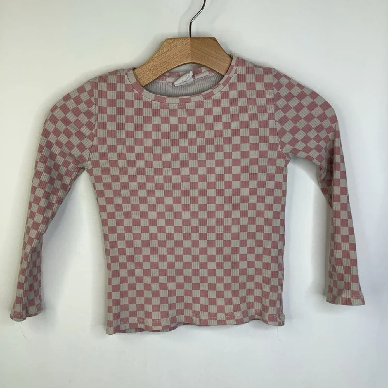 Bright Colors Size 8: Zara Pink/White Checkered Long Sleeve Shirt