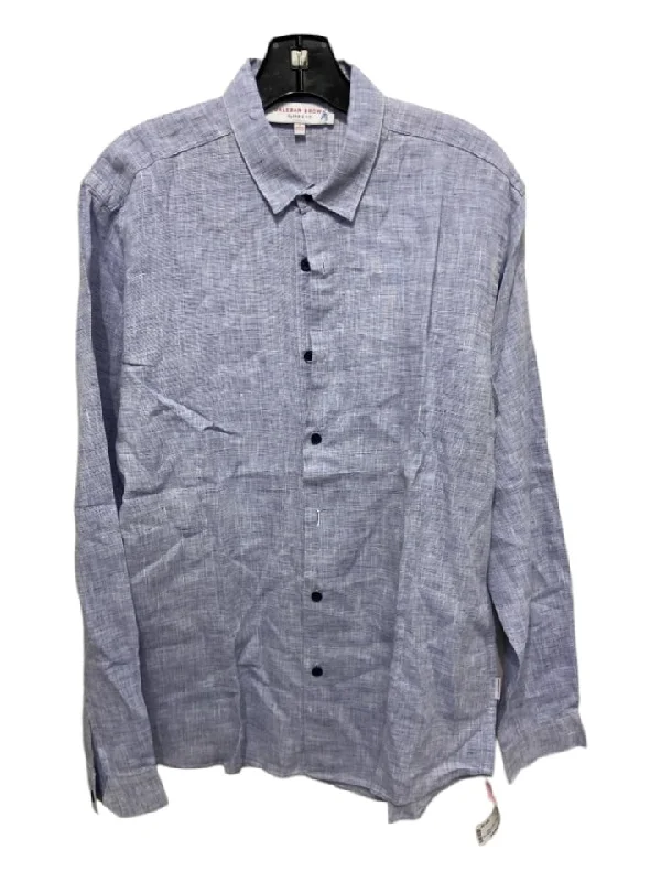Urban Chic Orlebar Brown Size M Light blue Linen Micro Button Down Men's Long Sleeve Shirt Urban Chic Orlebar Brown Size M Light blue Linen Micro Button Down Men's Long Sleeve Shirt