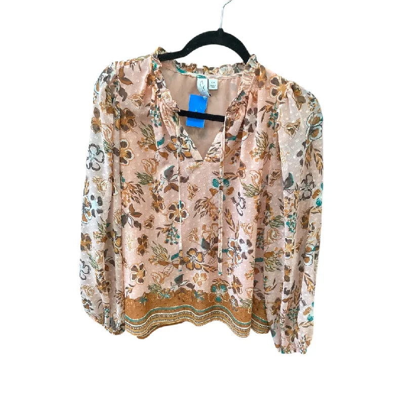 Layered Style Top Long Sleeve By Joie In Pink, Size: S