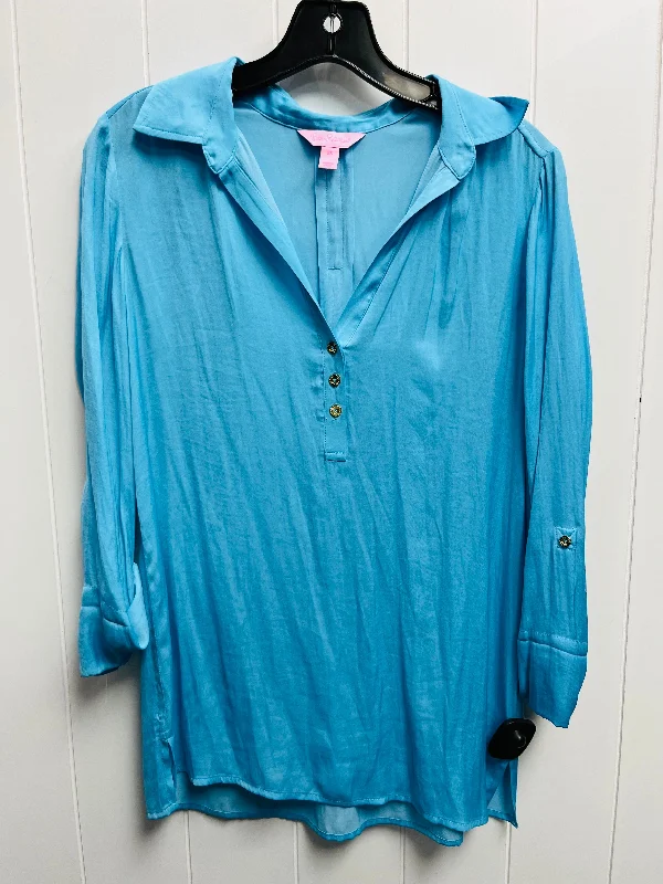 Weekend Style Top Long Sleeve Designer By Lilly Pulitzer In Blue, Size: Xs