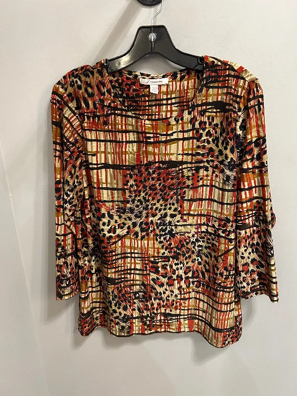 Cozy Pants Top Long Sleeve By Jm Collections In Black & Brown, Size: L