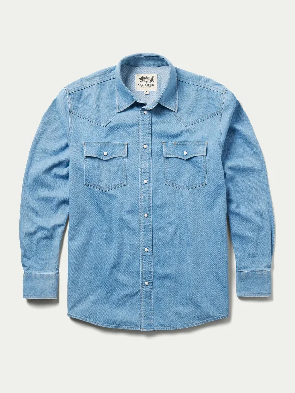 Comfortable And Casual Classic Western Denim Snap Shirt