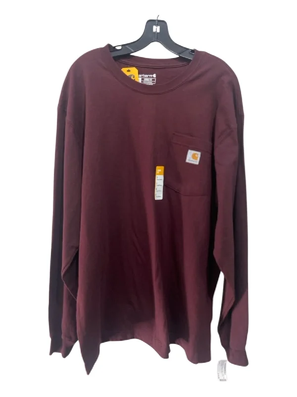 Carhartt NWT Size L Dark Red Cotton Solid T shirt Men's Long Sleeve Shirt