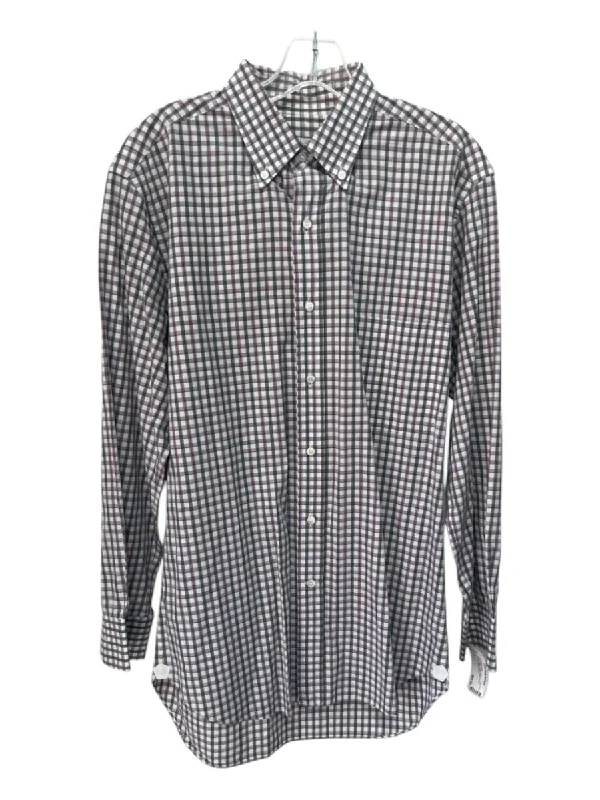 Cozy Shirts Loro Piana Size L White & Green Cotton Plaid Button Down Men's Long Sleeve Shirt Cozy Shirts Loro Piana Size L White & Green Cotton Plaid Button Down Men's Long Sleeve Shirt