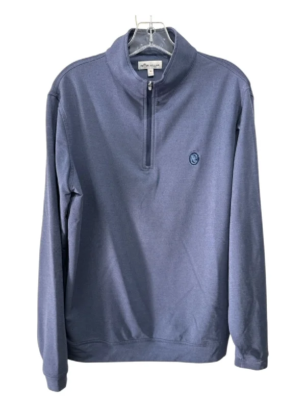 Daily Comfort Peter Millar Size M Blue Synthetic Solid Quarter Zip Men's Long Sleeve Shirt