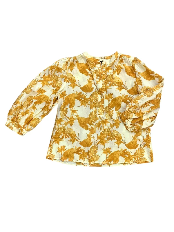 Basic Comfort Top Long Sleeve By Banana Republic In Yellow, Size: M