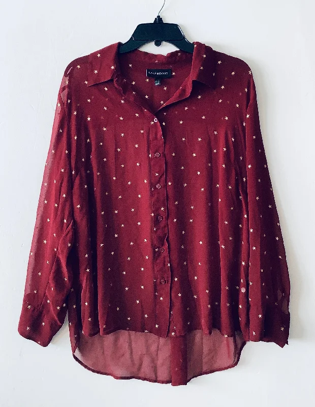 Relaxed Fit Top Long Sleeve By Lane Bryant In Red, Size: L