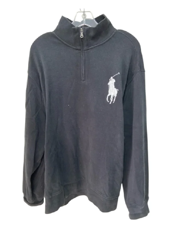 Comfortable Looks Polo Size XL Black & White Cotton Blend Solid Quarter Zip Long Sleeve Shirt Comfortable Looks Polo Size XL Black & White Cotton Blend Solid Quarter Zip Long Sleeve Shirt