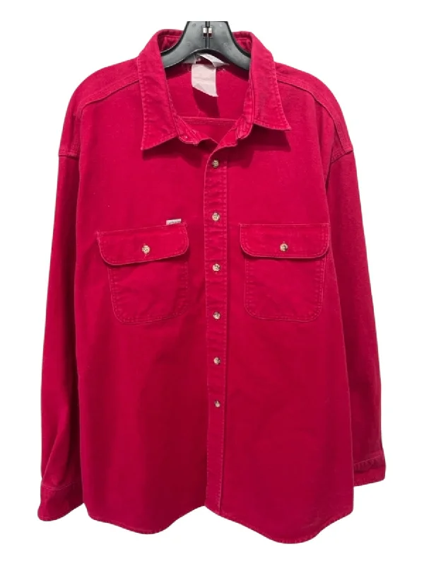 European Plan Carhartt Size Est XL Red Cotton Blend Solid Front Pocket Men's Long Sleeve Shirt