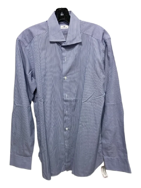Cozy Chic Wear Sonrisa Size 15.5 Navy & White Cotton Striped Button Down Long Sleeve Shirt Cozy Chic Wear Sonrisa Size 15.5 Navy & White Cotton Striped Button Down Long Sleeve Shirt