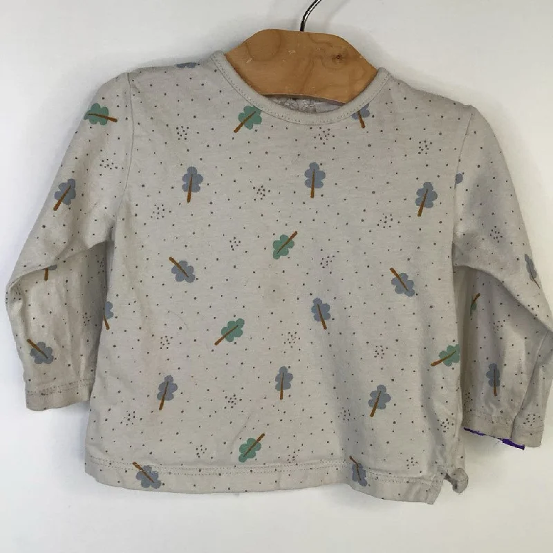 Modern Tailoring Size 6-9m: Zara Creme/Leaves Long Sleeve T-Shirt