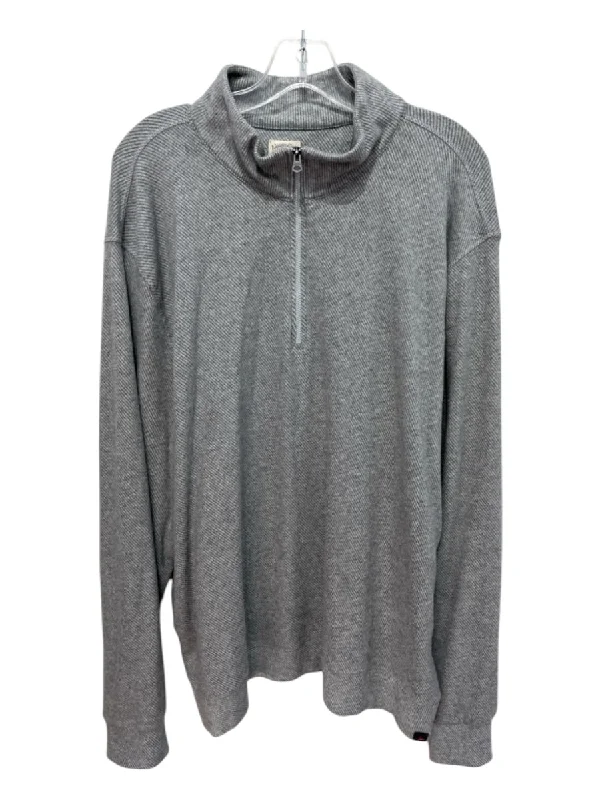Luxury Fashion Faherty Size XXL Light Gray Cotton Blend Solid Quarter Zip Long Sleeve Shirt Luxury Fashion Faherty Size XXL Light Gray Cotton Blend Solid Quarter Zip Long Sleeve Shirt