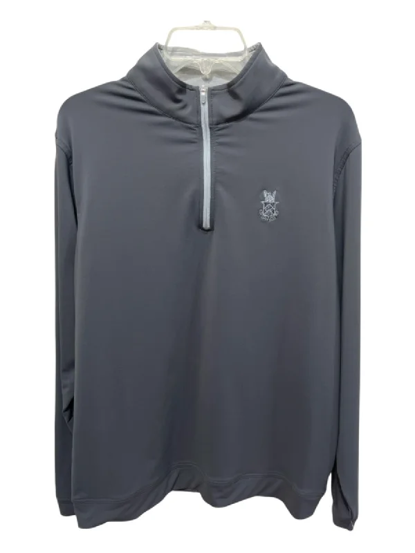 Design Trend Peter Millar Size L Gray Synthetic Solid Quarter Zip Men's Long Sleeve Shirt Design Trend Peter Millar Size L Gray Synthetic Solid Quarter Zip Men's Long Sleeve Shirt