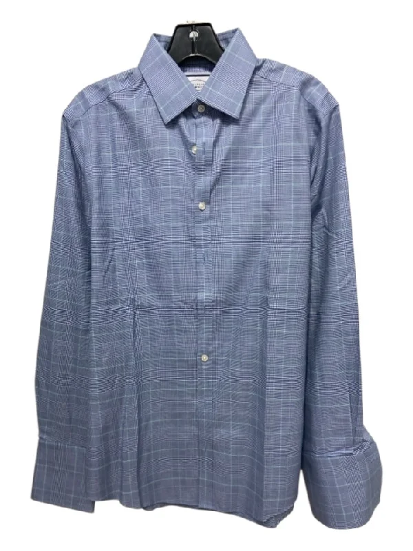 Comfortable Tops Charles Tyrwhitt Size 15.5 Blue & White Cotton Plaid Men's Long Sleeve Shirt Comfortable Tops Charles Tyrwhitt Size 15.5 Blue & White Cotton Plaid Men's Long Sleeve Shirt