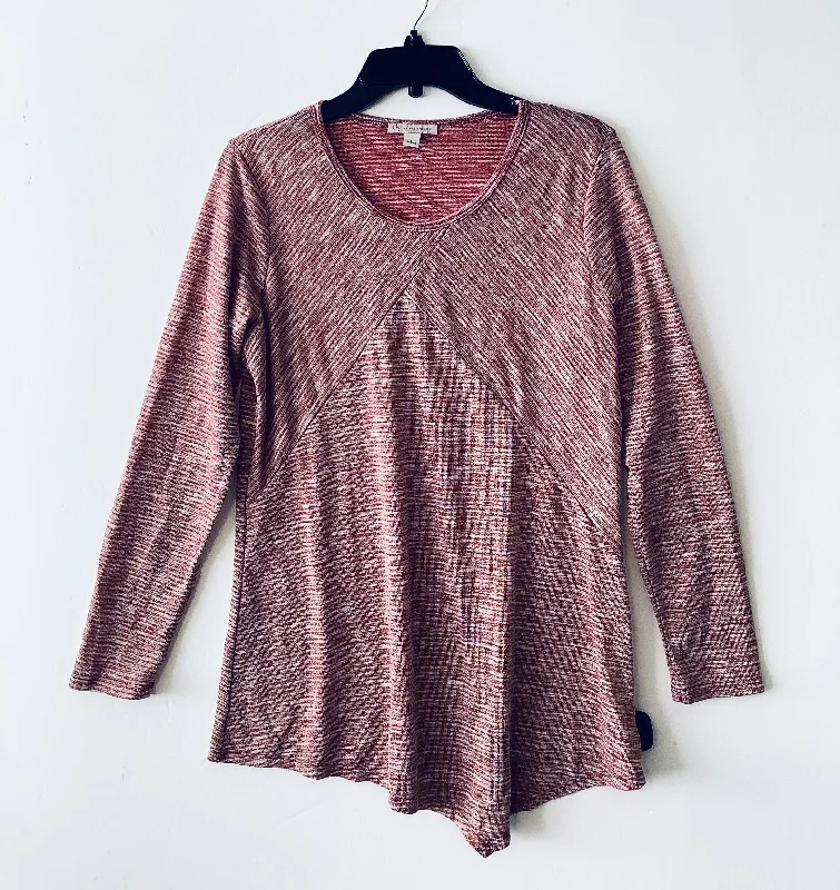 Relaxed Wear Top Long Sleeve By Dressbarn In Red, Size: L