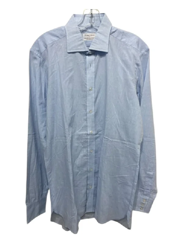 Soft Comfort Kingsman Size 16 Light blue Linen Solid Button Down Men's Long Sleeve Shirt Soft Comfort Kingsman Size 16 Light blue Linen Solid Button Down Men's Long Sleeve Shirt