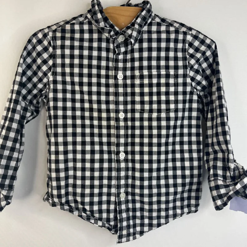 Eye-catching Personality Size 2: Janie and Jack White & Black Gingham Collard Button-up Long Sleeve Shirt Eye-catching Personality Size 2: Janie and Jack White & Black Gingham Collard Button-up Long Sleeve Shirt