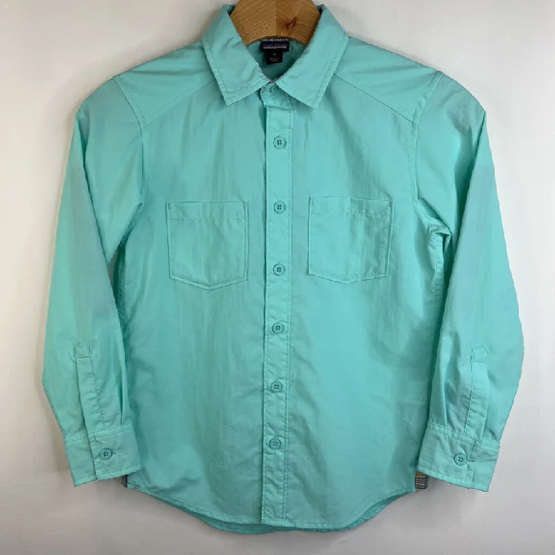 Slightly Flared Design Size 7-8: Patagonia Turquoise Collard Button-up Long Sleeve Shirt