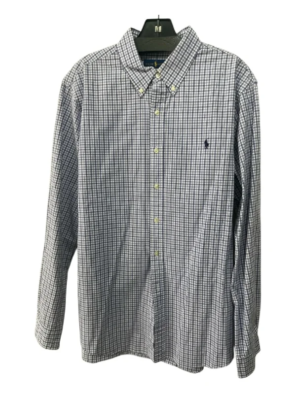 Chic Comfort Ralph Lauren Size XL Purple & White Cotton Plaid Button Down Long Sleeve Shirt Chic Comfort Ralph Lauren Size XL Purple & White Cotton Plaid Button Down Long Sleeve Shirt