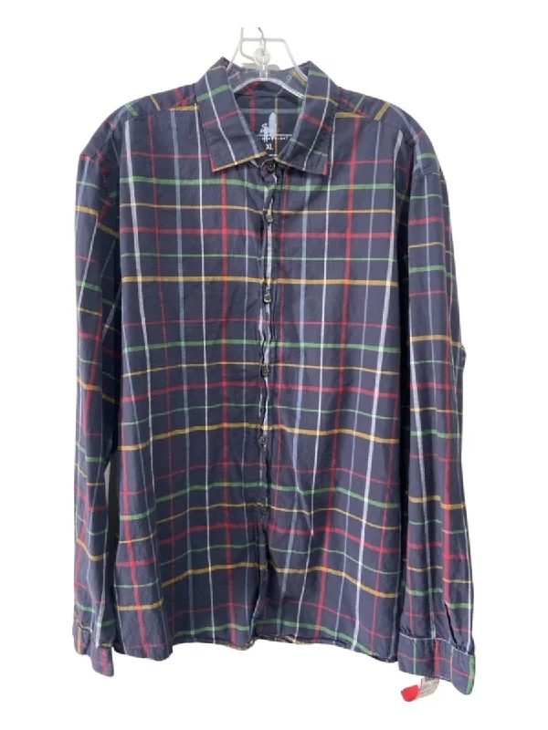 Elegant And Charming Johnnie O Size XL Blue & Multi Cotton Blend Grid Button Down Long Sleeve Shirt Elegant And Charming Johnnie O Size XL Blue & Multi Cotton Blend Grid Button Down Long Sleeve Shirt