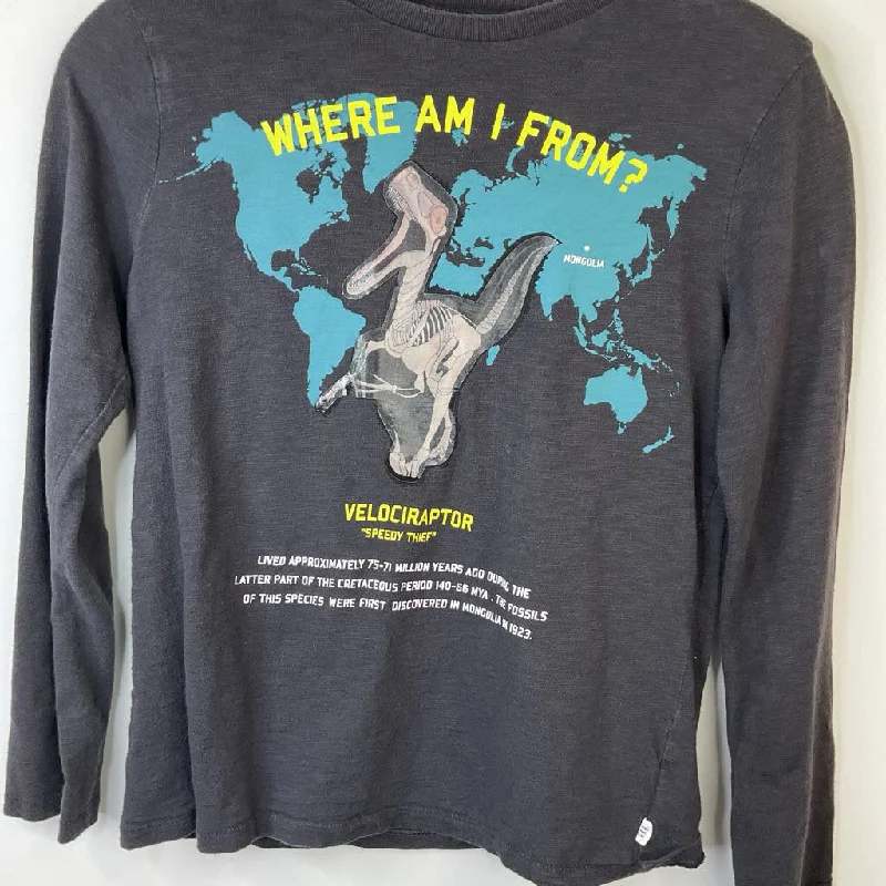 High Street Style Size 10: Gap Black "Where Am I From" Dinosaur Long Sleeve Shirt