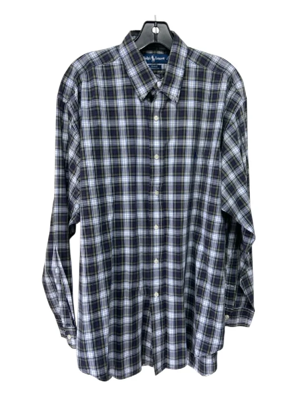 Ralph Lauren Size L Green & Blue Cotton Plaid Button Down Long Sleeve Shirt