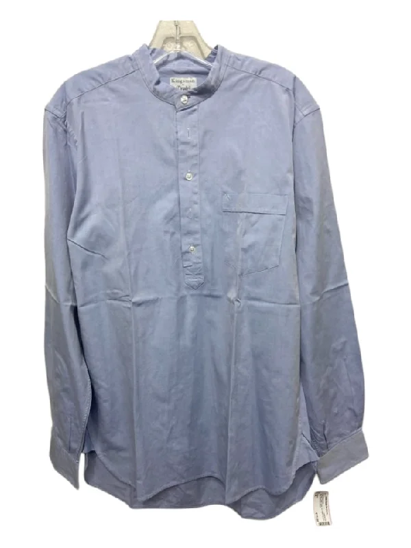 Breathable Style Drake's Size M Light blue Cotton Solid No Collar Button Down Long Sleeve Shirt Breathable Style Drake's Size M Light blue Cotton Solid No Collar Button Down Long Sleeve Shirt