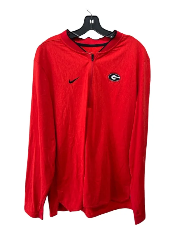 Nike Size L Red Synthetic Solid Quarter Zip Men's Long Sleeve Shirt