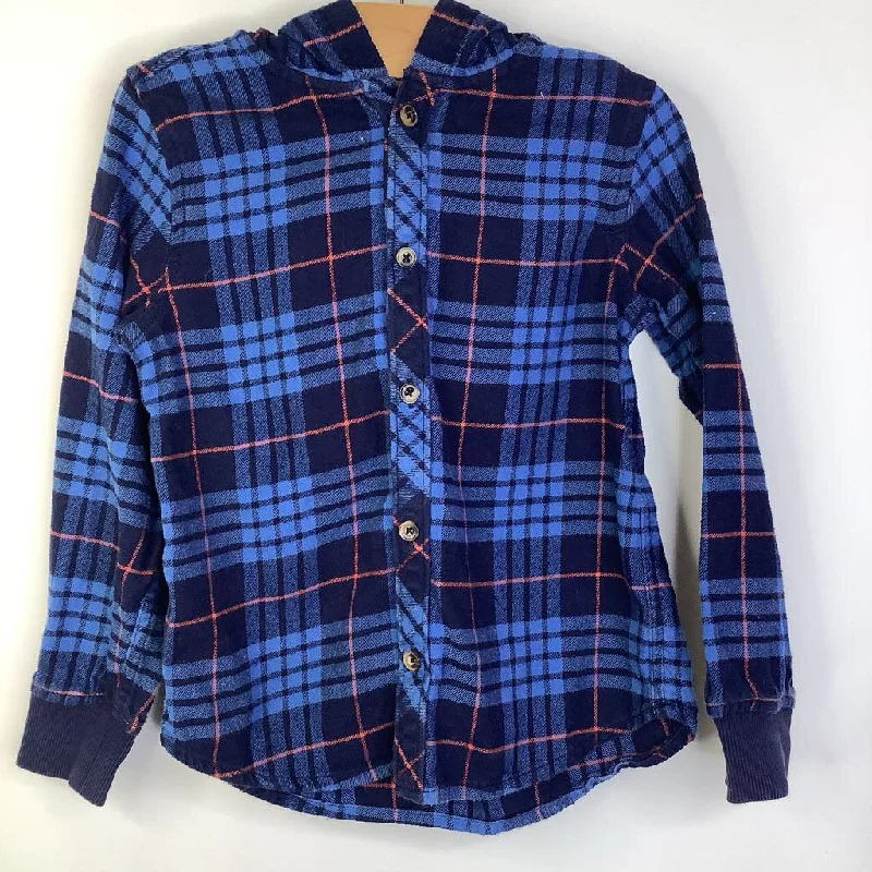 European And American Style Size 5 (110): Hanna Andersson Blue Plaid Button-Up Long Sleeve Shirt W/Hood European And American Style Size 5 (110): Hanna Andersson Blue Plaid Button-Up Long Sleeve Shirt W/Hood