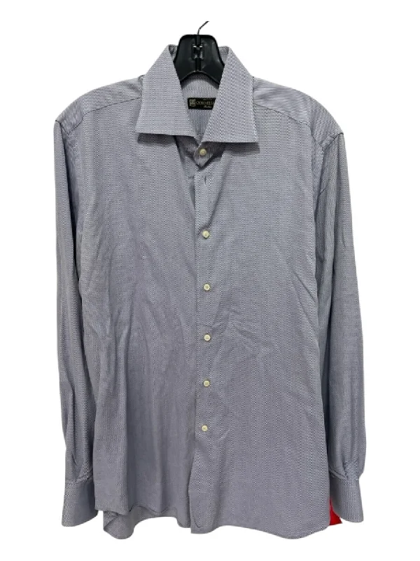 Must-have For Autumn And Winter Cornelliani Size 16 Gray Cotton Stripes Spread Collar Men's Long Sleeve Shirt Must-have For Autumn And Winter Cornelliani Size 16 Gray Cotton Stripes Spread Collar Men's Long Sleeve Shirt