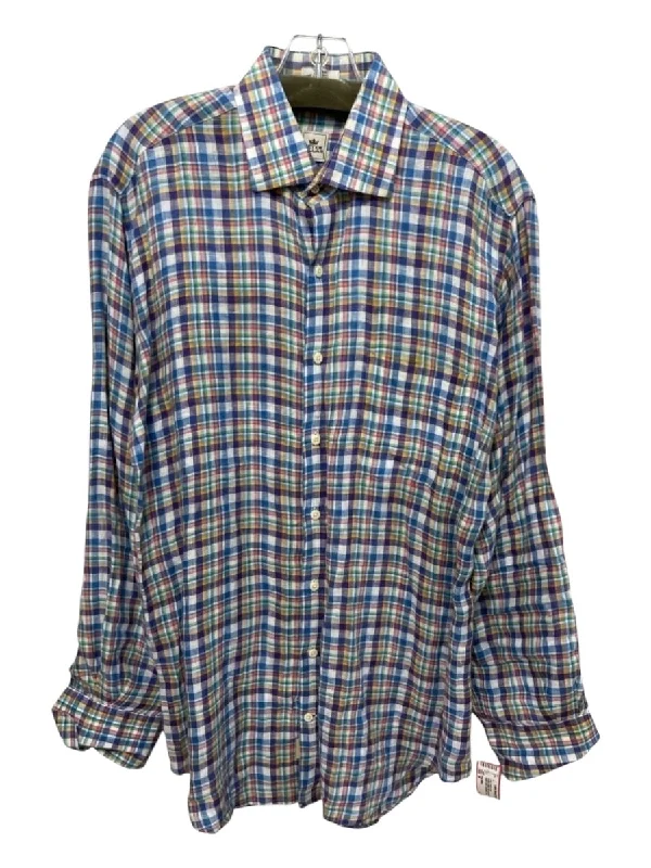 Dressing Tips Peter Millar Size M Purple & Multi Print Linen Blend Plaid Long Sleeve Shirt Dressing Tips Peter Millar Size M Purple & Multi Print Linen Blend Plaid Long Sleeve Shirt