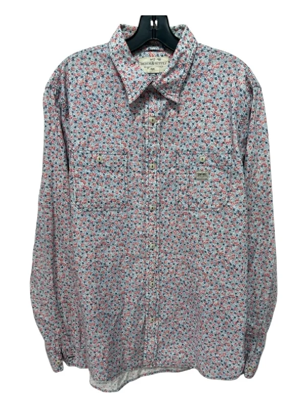 High-end Fashion Denim & Supply Size L Blue & Orange Cotton Floral Front Pocket Long Sleeve Shirt High-end Fashion Denim & Supply Size L Blue & Orange Cotton Floral Front Pocket Long Sleeve Shirt