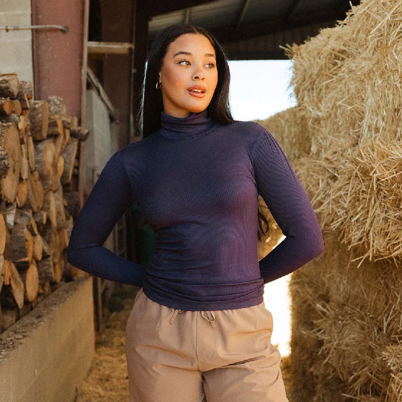 Tropical Style Tessa Long Sleeve, Navy Rib