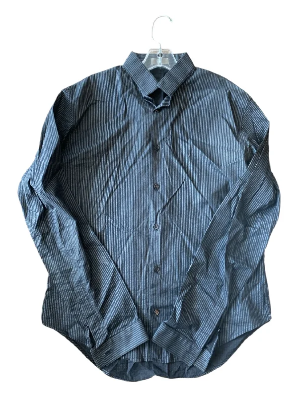 French Style Dior Size Est M Black & Gray Cotton Striped Button Down Men's Long Sleeve Shirt French Style Dior Size Est M Black & Gray Cotton Striped Button Down Men's Long Sleeve Shirt