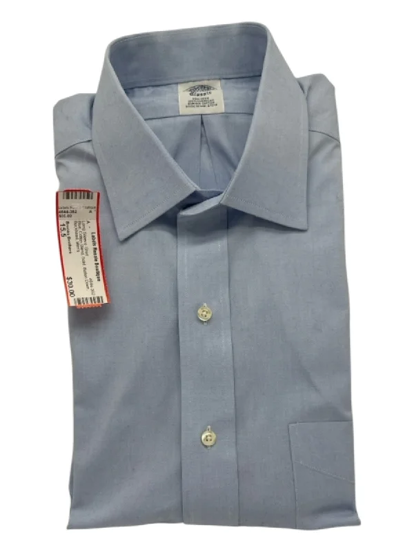 Brooks Brothers Size 15.5 Blue Cotton Blend Solid Button Down Long Sleeve Shirt