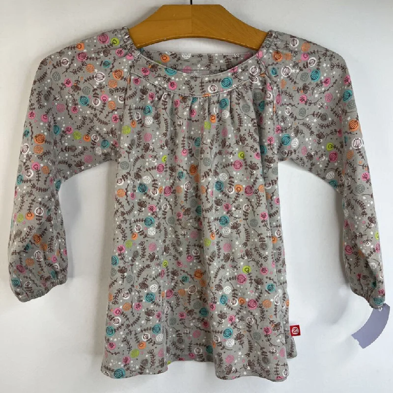Free And Casual Size 4: Zutano Grey Colorful Flowers Long Sleeve Shirt