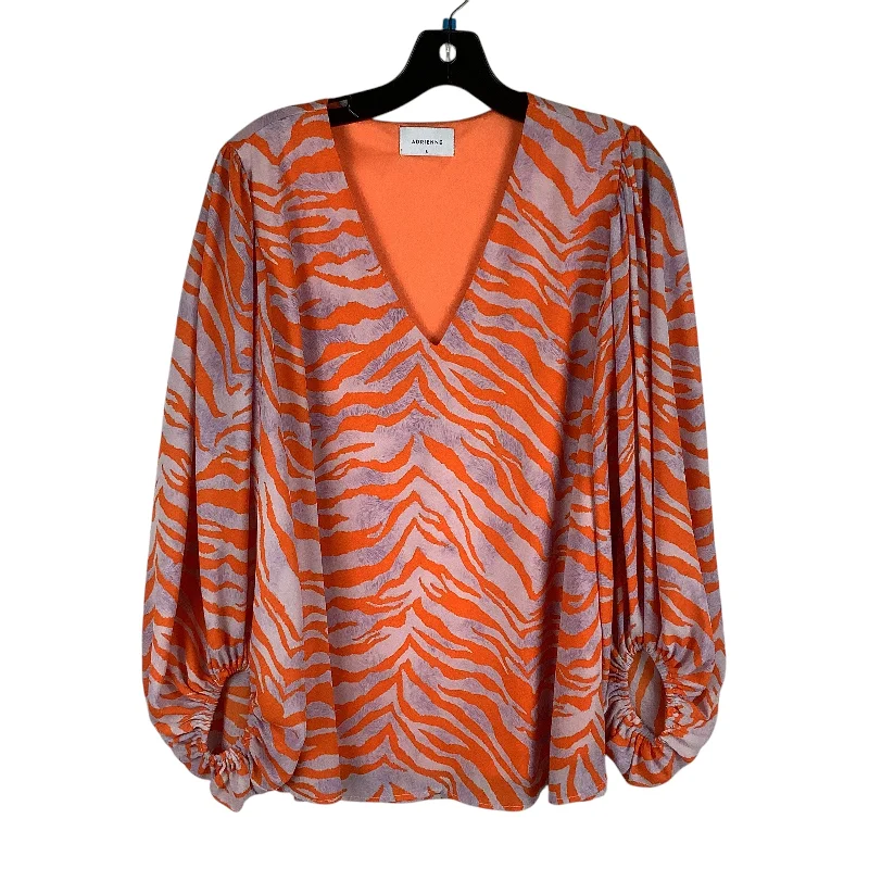 Soft Fabrics Top Long Sleeve By Cmc In Orange & Purple, Size: L