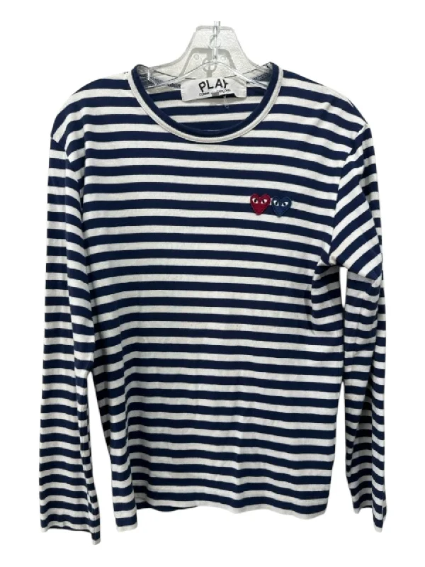 Relaxed Wear Comme De Garcon Size S Blue & White Cotton Blend Striped Men's Long Sleeve Shirt Relaxed Wear Comme De Garcon Size S Blue & White Cotton Blend Striped Men's Long Sleeve Shirt