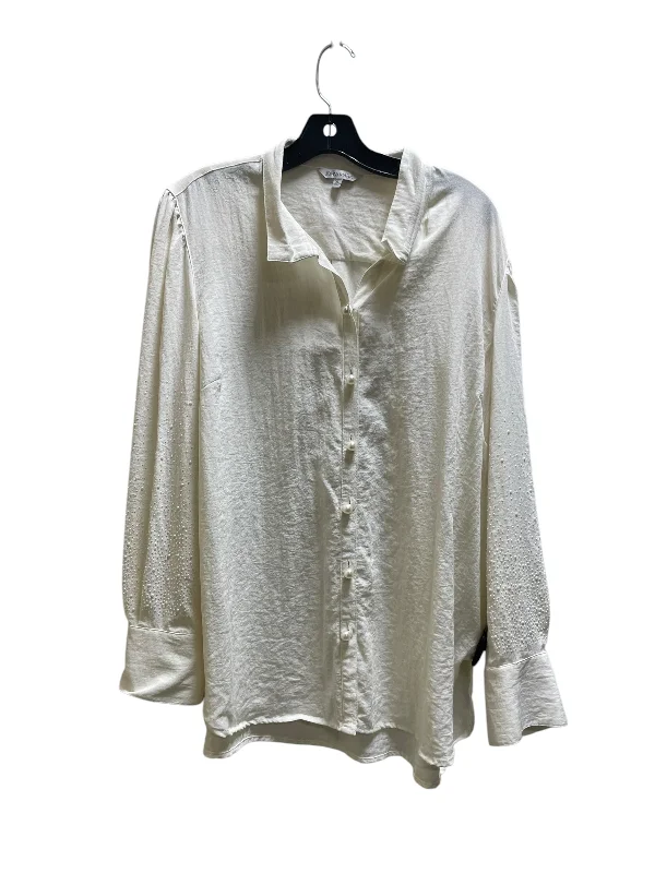Trendy Wear Top Long Sleeve By John Mark In Cream, Size: Xl