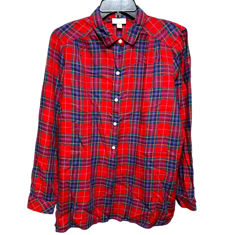 Easy Chic Plaid Button Front Tunic By J. Jill In Striped Pattern, Size: S