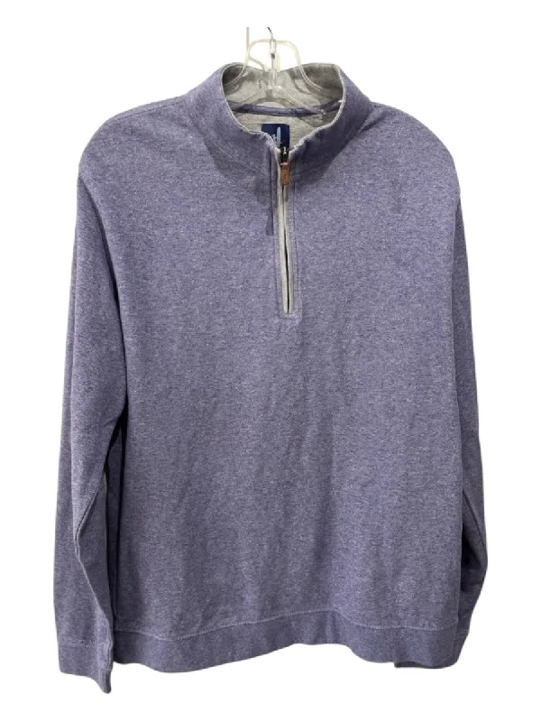 Johnnie O Size L Purple Synthetic Solid Quarter Zip Men's Long Sleeve Shirt