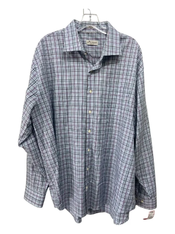 College Style Peter Millar Size XXL Light Blue & Multi Color Cotton Plaid Long Sleeve Shirt College Style Peter Millar Size XXL Light Blue & Multi Color Cotton Plaid Long Sleeve Shirt