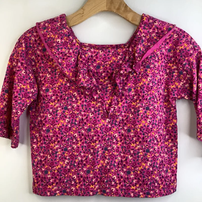 Cute Style Size 7: Tea Collection Pink Floral Ruffle Long Sleeve Shirt