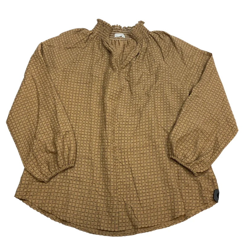 Fashionable Ease Top Long Sleeve By Bucket List In Tan, Size: M