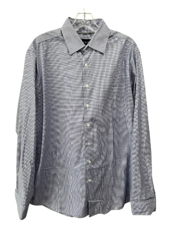 Fisher + Baker Size XL Navy & White Cotton Blend Lined Men's Long Sleeve Shirt