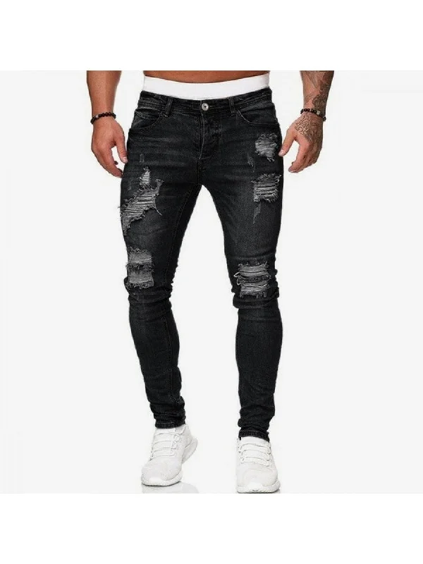 Everyday Outfits Ripped Washed Denim Mid-rise Jeans